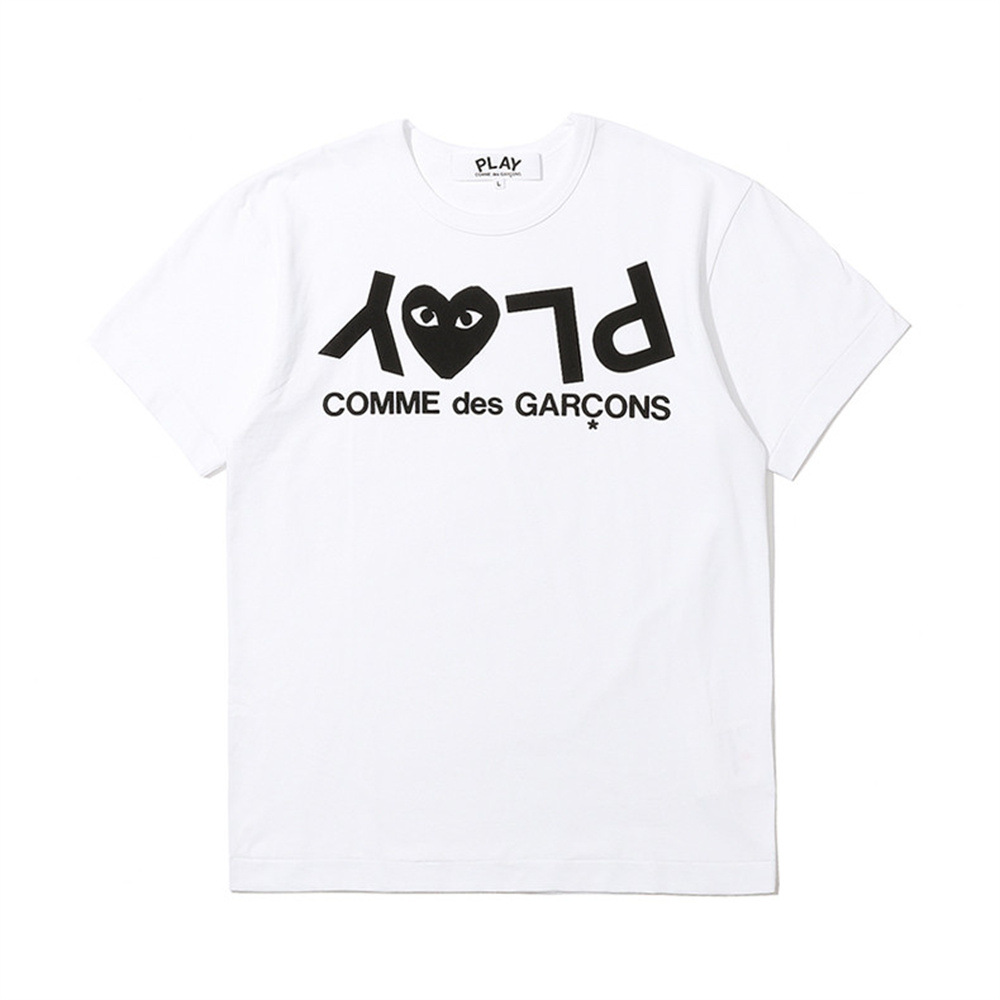 Playアルファベットcdgシンプル記号愛刺繍男女同型丸襟半袖tシャツ