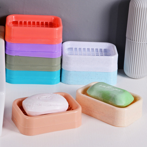 Wholesale wholesale square plastic soap dish creative grid drain soap dish grid double layer soap dish