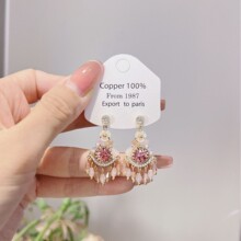 韩国新款时尚精美花朵流苏耳饰气质个性优雅设计感耳钉耳饰女