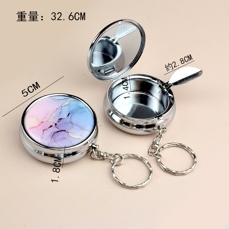 Metal Ashtray Portable Round Car Carry-On Ashtray Mini Ashtray as Gift Logo