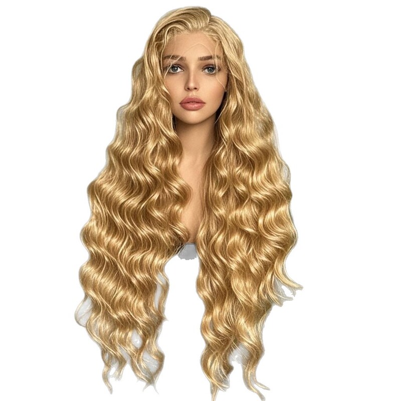 Front Lace Wig前蕾丝假发 女中分米白色大波浪长卷发 时尚全发套|undefined