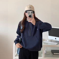 半拉链卫衣女春秋款2025新款早秋外套小个子短款上衣连帽显瘦美式