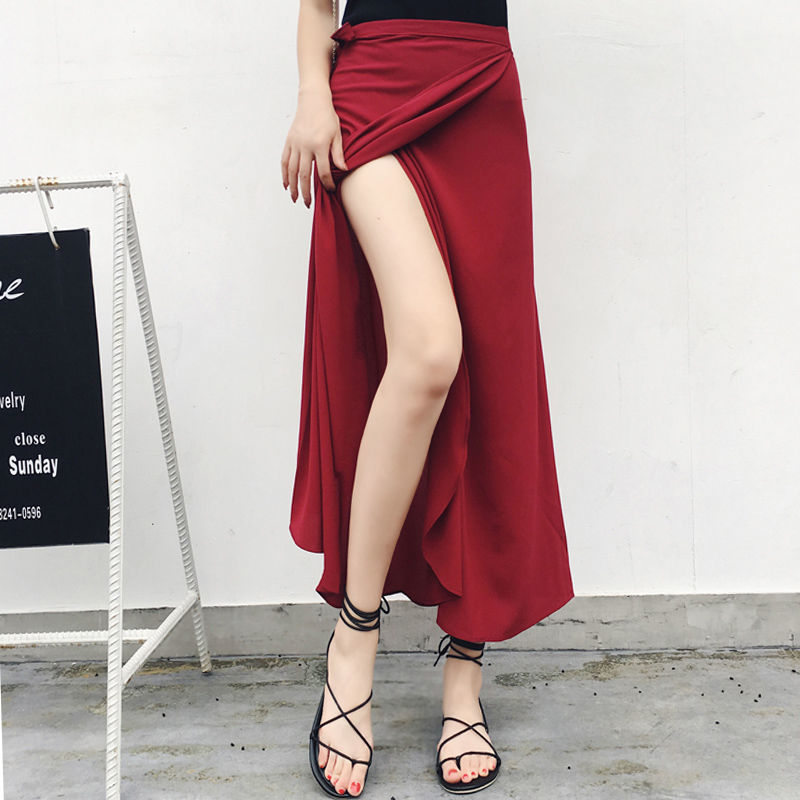 Spring and Summer Korean Style One-Piece Long Skirt with Lace-Up High Waist Mid-Length French Style Over-The-Knee Half-Length Women's Wrap Skirt