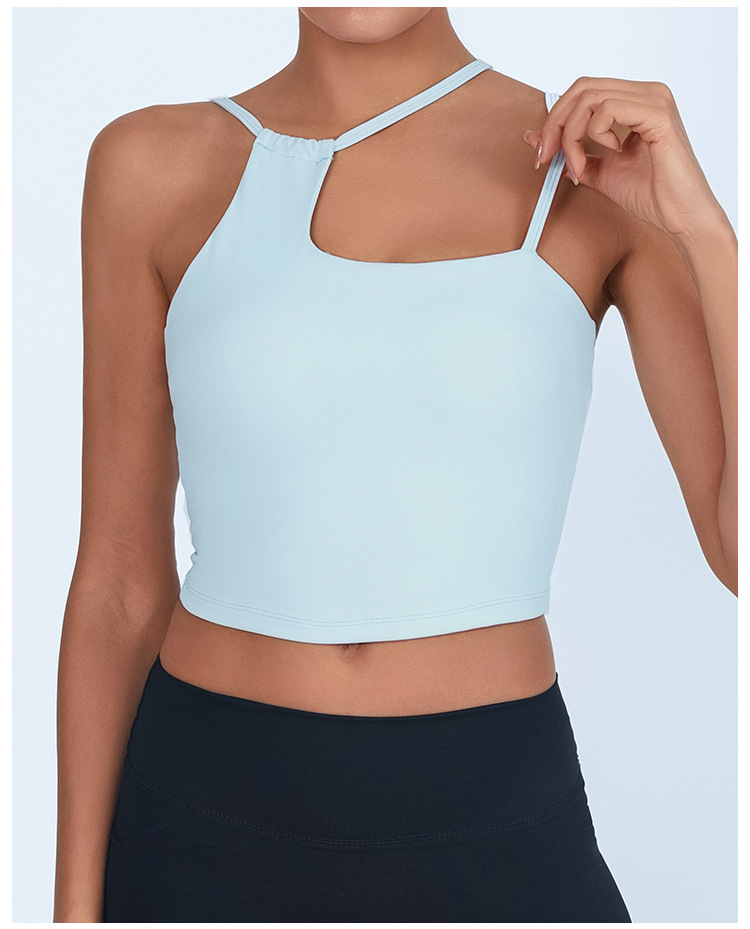 Chaleco deportivo desnudo con almohadilla de pecho irregular comercio exterior transfronterizo yoga pilates entrenamiento chaqueta de cabina