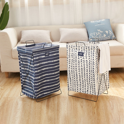 铁架折叠衣服收纳筐脏衣篓棉麻脏衣篮玩具收纳桶防水布艺厂家直销|ms