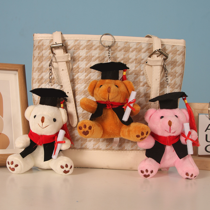 Doctorado de graduación Colgante de oso Juguete de peluche Ceremonia de graduación de la escuela Regalo conmemorativo Muñeca Llavero Colgante de bolso