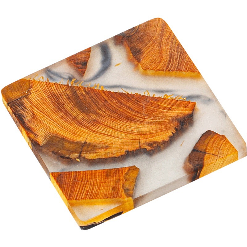 Taza de té de madera maciza de estilo japonés estera de aislamiento de resina estera portavasos simple Junta creativa ceremonia del té partes yabei bandeja de madera