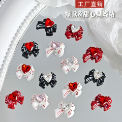 网红爆款韩系少女树脂领结斜角蝴蝶结美甲钻甜心指甲配饰饰品批发