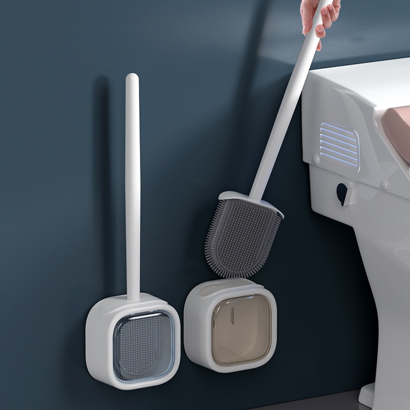 cepillo de inodoro sin esquina muerta, conjunto de cepillo de inodoro montado en la pared, artefacto de lavado, cepillo de inodoro de silicona limpio