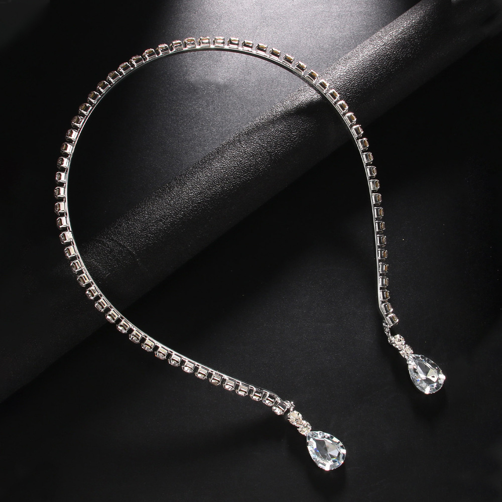 Europa y América de moda colgante de gota de agua simple tocado de diamante accesorios de alta calidad banda de cabeza femenina