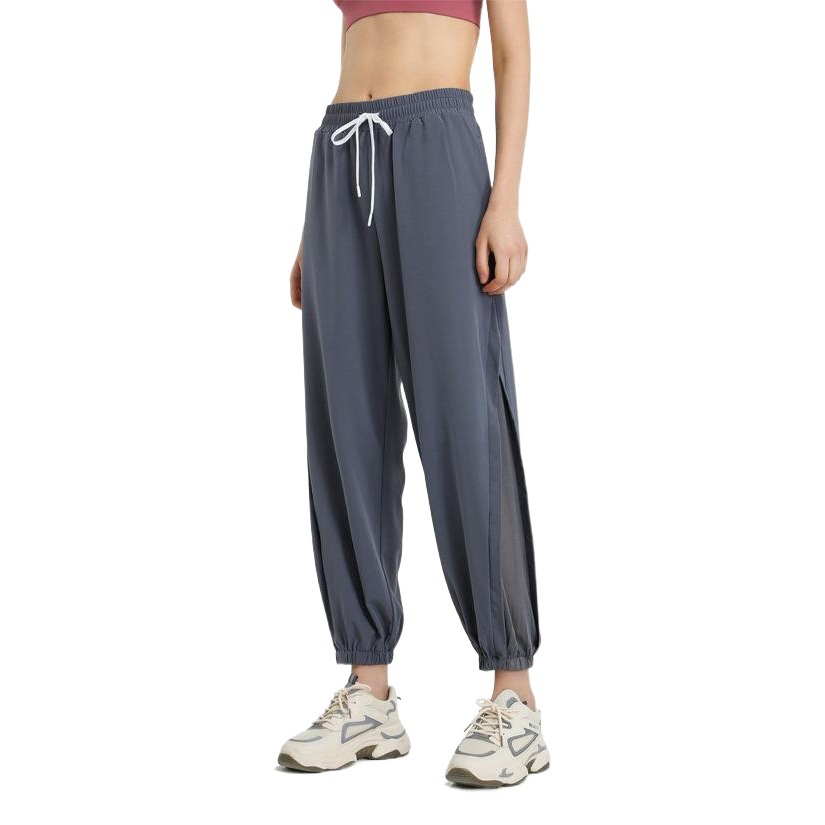Pantalones de secado rápido de cintura alta sueltos Pantalones de Yoga de secado rápido de malla europea y americana para correr deportes atados al tobillo pantalones de fitness de talla grande para mujeres