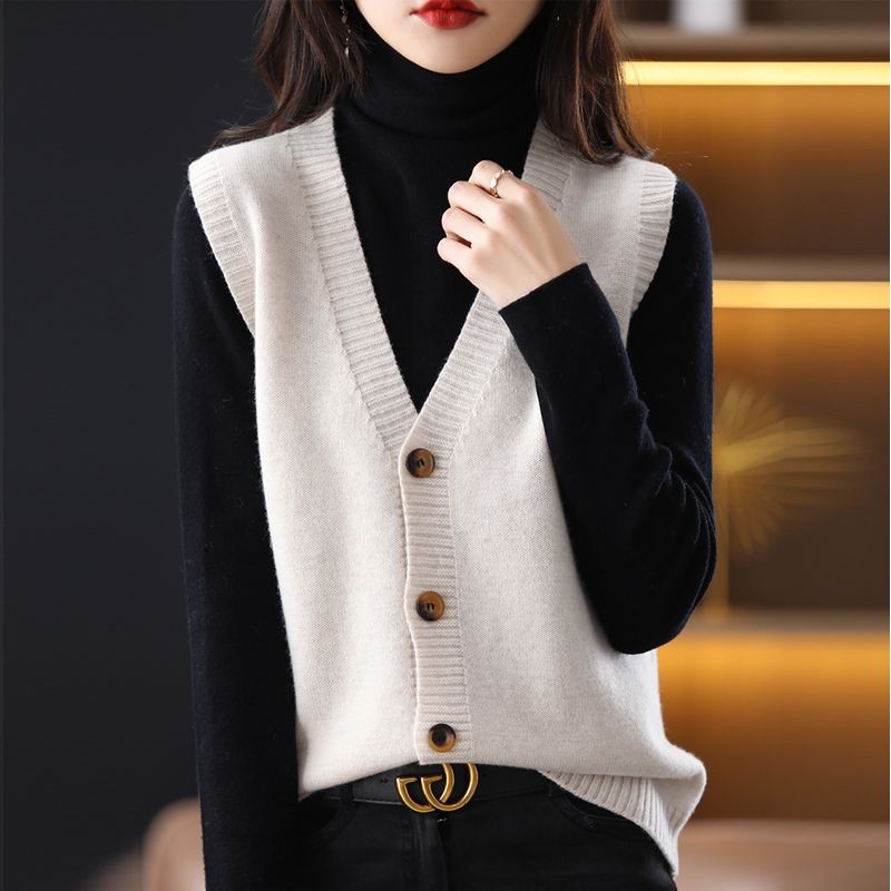 Suéter de punto chaleco cardigan Top principios de primavera otoño 2024 nuevas mujeres populares Chaleco de desgaste exterior chaleco