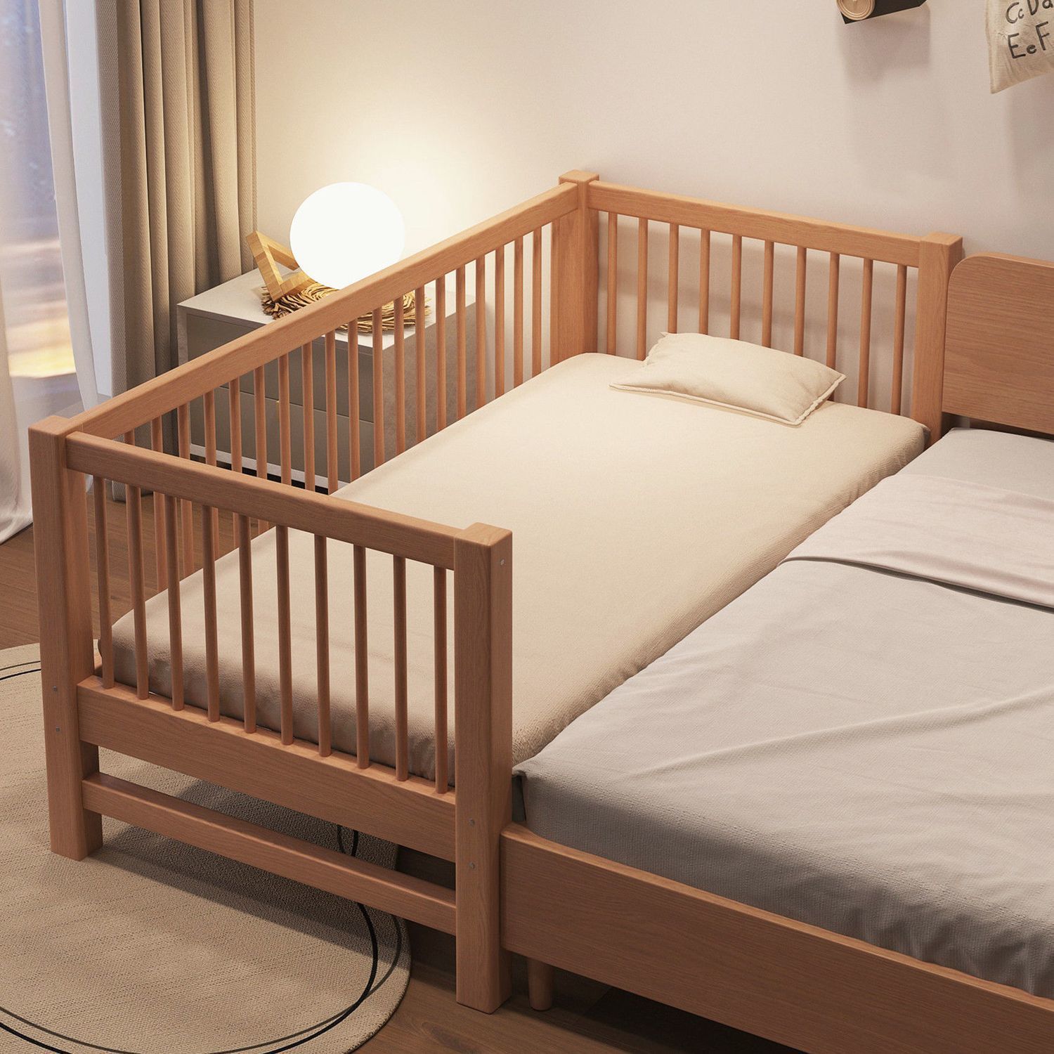 胡桃木儿童床婴儿床纯实木婴儿床男孩女孩公主床单人床儿童拼接床