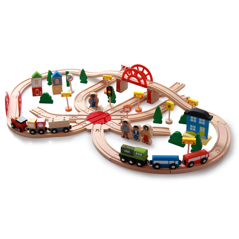 Bloques de construcción educativos de juguetes de trenes para niños de 4 a 6 años, juego de vías de tren para niños y niñas, venta al por mayor transfronteriza.