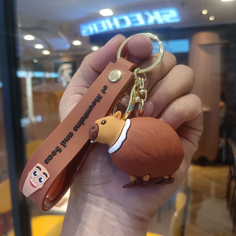 クリエイティブ漫画山と海の経典キーホルダーかわいい木の棒人間サメ海洋生物キーホルダーバッグペンダント卸売|undefined