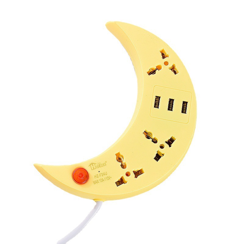 Exportación de exportación creativa nueva característica en forma de luna USB enchufe de fila de color fabricantes de placas de enchufe de América del Sur