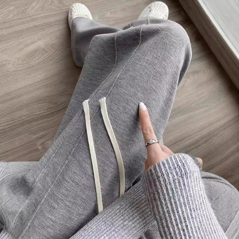 plus size Gray Sports Pants Women's Autumn New chubby girl High Waist Draping Loose Straight Casual Wide Leg Sweatpants Autumn and Winter plus size Gray Sports Pants Women's Autumn New chubby girl High Waist Draping Loose Straight Casual Wide Leg Sweatpants Autumn and Winter