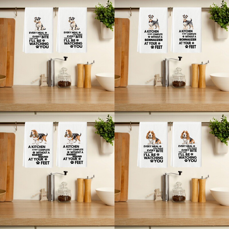Dog Kitchen Towel Black Dog Paw Schnauzer Dish Towel Home Bathroom Decoration Hand Towel Dog Kitchen Towel Black Dog Paw Schnauzer Dish Towel Home Bathroom Decoration Hand Towel