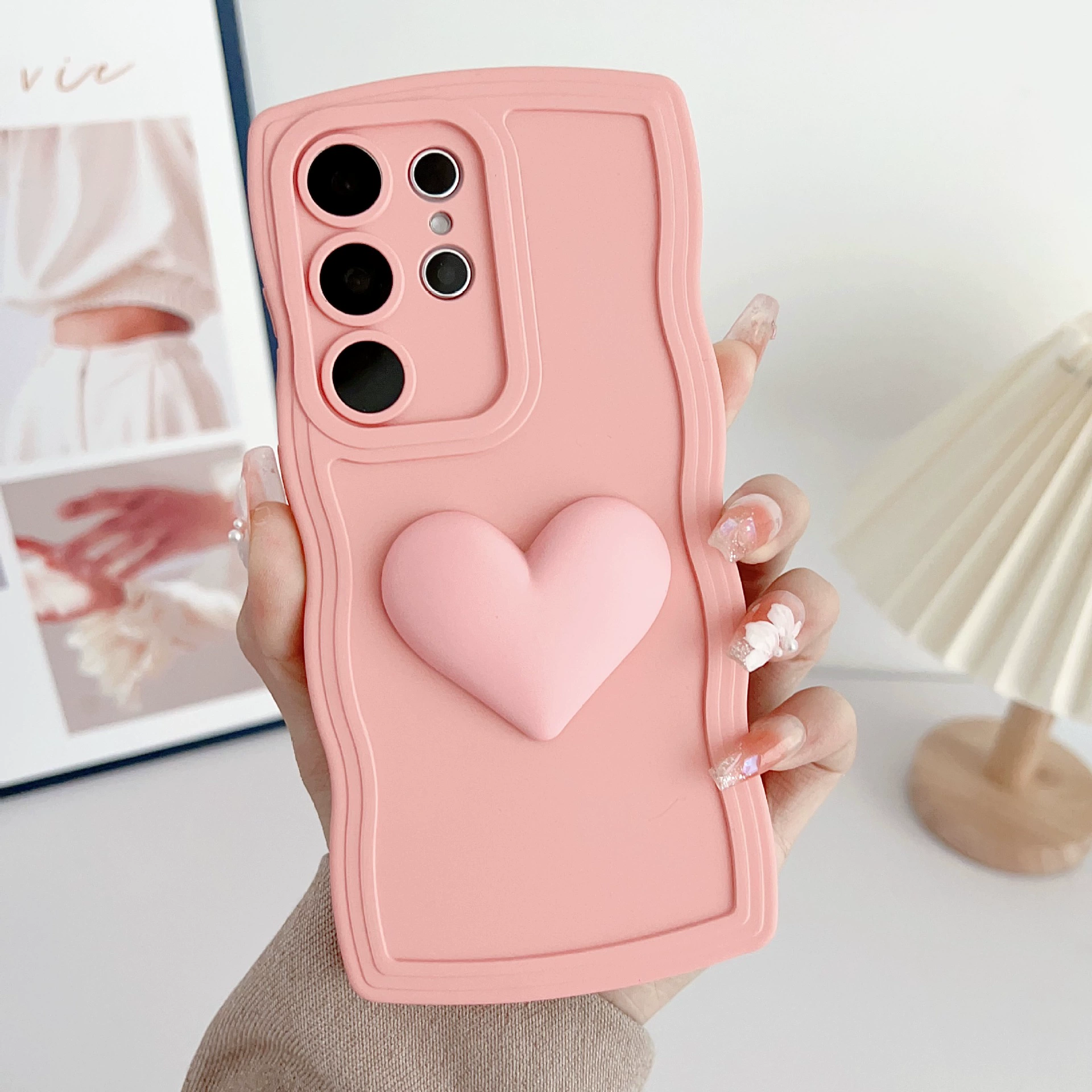Подходит для Samsung S25Ultra чехол для мобильного телефона, S23 жидкая волна A36 трёхмерная любовь S25FE/A15 защитный чехол