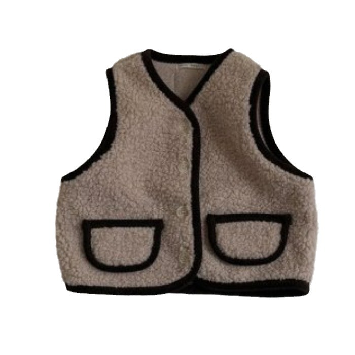Niños y Niñas Chaleco de felpa bebé Otoño e Invierno ropa de estilo coreano ropa para niños bebé felpa engrosada Chaleco de desgaste exterior