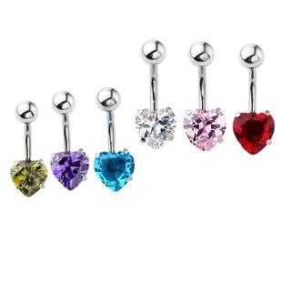 Zircon Single Diamond Four-claw Heart-shaped Navel Ring Human Body Piercing Love Zircon Navel Ring Zircon Navel Nail