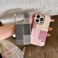 大孔电镀拼接牛仔纹适用iPhone17手机壳肤感超薄苹果16防摔保护套