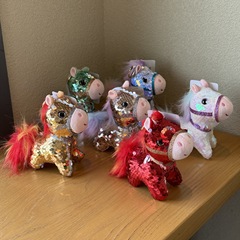 本物のスパンコールポニーぬいぐるみペンダント馬年マスコット人形シミュレーション動物キーホルダー人形ギフト