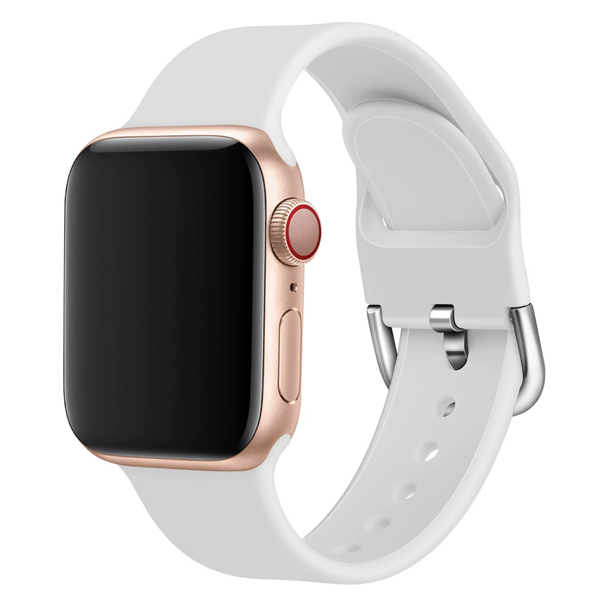 Силиконовый ремешок для Apple Watch с пряжкой-пин, совместим с iWatch Series 3/4/5/6, классическая застежка