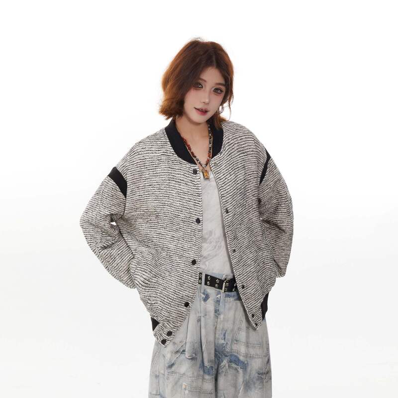 2024 Trendy Baseball Suit Coat Women's Autumn New Gray Lazy Style Short Casual All-match Commuter Jacket Top