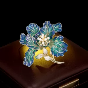 Vintage Enamel Craft Floral Brooch Women's High-end Luxury Peony Flower Cheongsam Coat Corsage Accessories