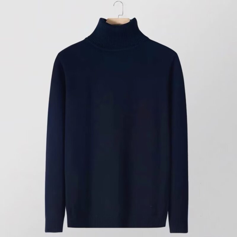 New High-Neck Fashionable Versatile Sweater for Men, Korean Style Slim-Fit Knitted Base Shirt