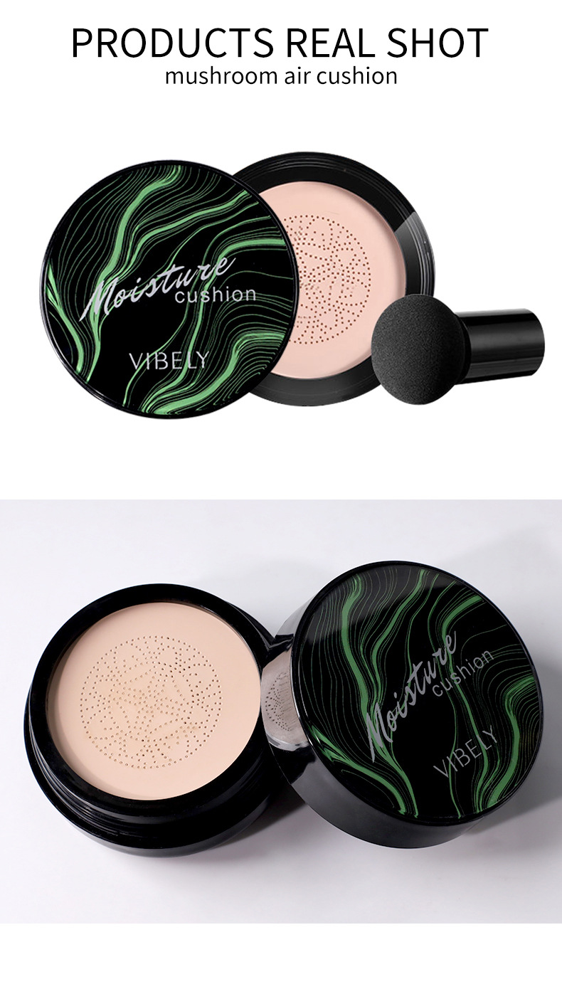 VIBELY Concealer Moisturizing Mushroom Head Cushion Beauty Cream Long-lasting, Oil-Control and Non-caking bb Cream Setting Powder Compact undefined