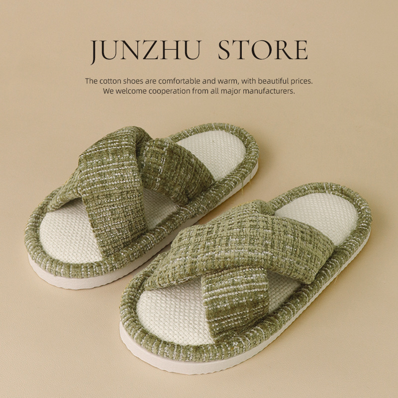 Zapatillas de lino transpirables, zapatillas de lino para mujeres silenciosas y cómodas en el hogar japonés de cuatro estaciones, zapatillas de algodón para hombres