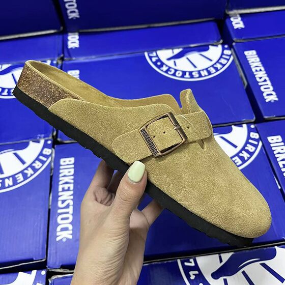 Birkenth Shoes Thick-soled Heightened Baotou Slippers Women's 2025 Spring and Autumn New Cork Japanese-style Birkenth Soft-soled Outer Wear Half-drag
