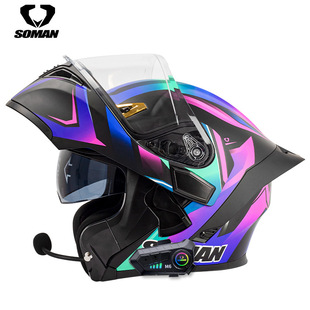 Soman Motorcycle Bluetooth Helmet Men's and Women's Dual-Lens Open-Face Helmet Hd Bluetooth Headset Sm955-S Bluetooth Helmet