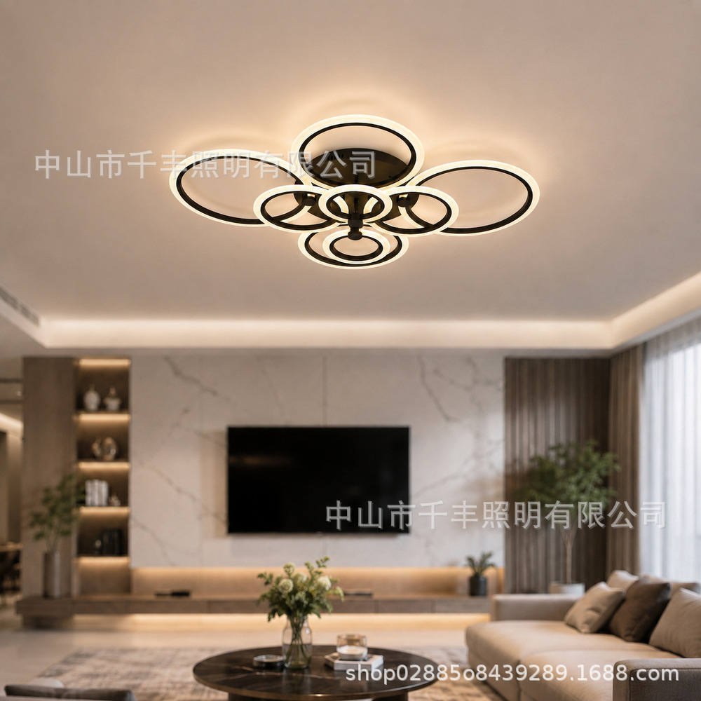 Nordicins acrílico lámpara de sala de estar minimalista moderna atmósfera LED lámpara dormitorio comedor anular lámpara de techo lámpara de vestíbulo