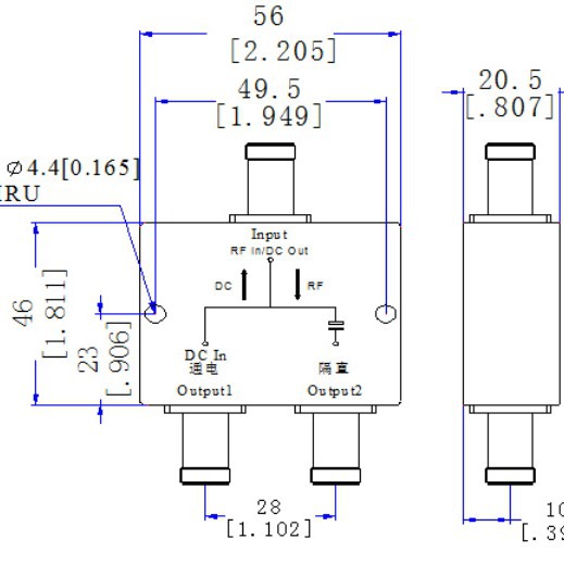 TNC头射频1000-1700MBDGNSSGPS专用二功分1-1.7G分配器