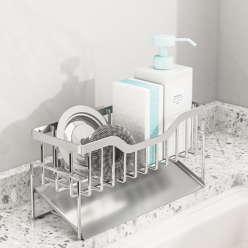 Kitchen sink rack stainless steel drain rack installation-free countertop storage rack multi-purpose shelf factory direct supply