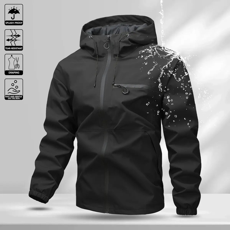 Men's Hooded Waterproof and Windproof Outdoor Jacket, Spring and Autumn Style, Lightweight, Warm, Sports Casual Coat, Trendy Brand Windbreaker Men's Hooded Waterproof and Windproof Outdoor Jacket, Spring and Autumn Style, Lightweight, Warm, Sports Casual Coat, Trendy Brand Windbreaker