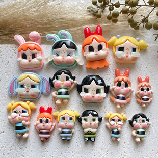 Crying little policewoman cartoon resin jewelry accessories diy mobile phone case handmade children's hairpin materials wholesale