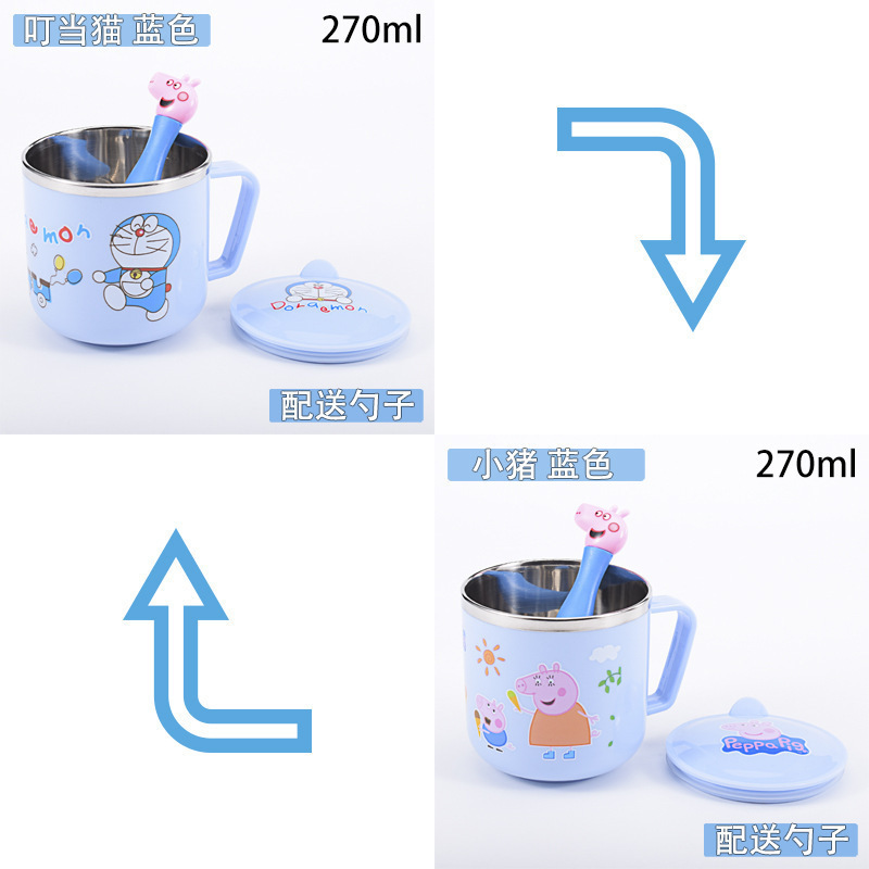 儿童水杯家用304不锈钢带盖可爱卡通小孩宝宝幼儿园喝水口杯防摔|undefined