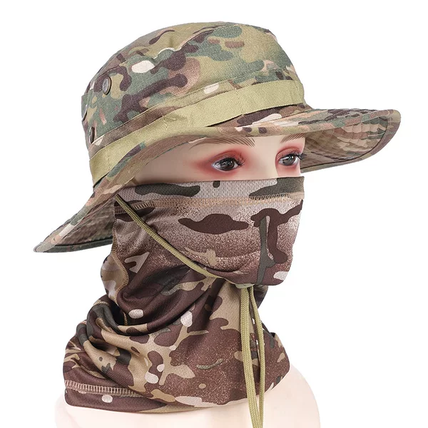 Hiking fisherman hat sunscreen breathable suit summer men's mask windproof spring and autumn travel sunshade scarf riding collar