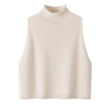 2025秋冬新款无袖马甲纯山羊绒衫立领卷边套头针织打底背心百搭