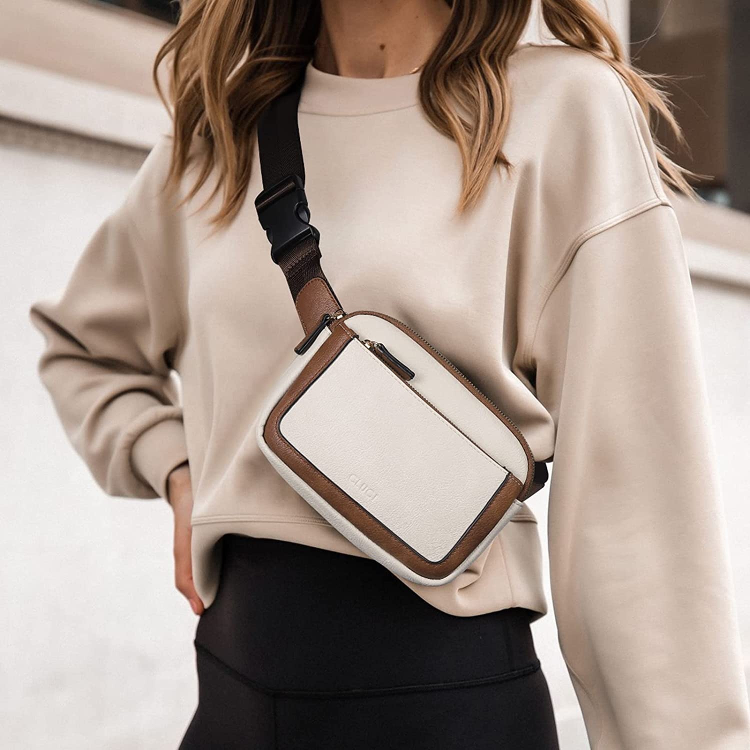 Fanny Pack Bags Type Daily, Shopping Occasion Pu Leather Material Waterproof Function Unisex Classic Style Color Block Pu Leather Waterproof Waist Bags