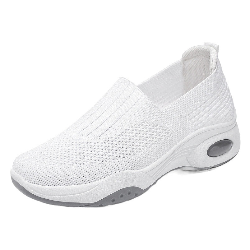 Zapatos de Mujer Primavera-Verano 2025, Nuevos Zapatos de Plataforma Sin Cordones de Comercio Exterior, Zapatos de Mujer de Punto Transpirable, Zapatos Casuales de Tela con Suela Gruesa