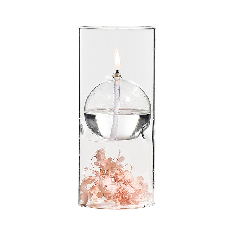 Creativo transparente cilindro candelabro de cristal lámpara aceite decoración del hogar europeo Regalo boda fábrica al por mayor