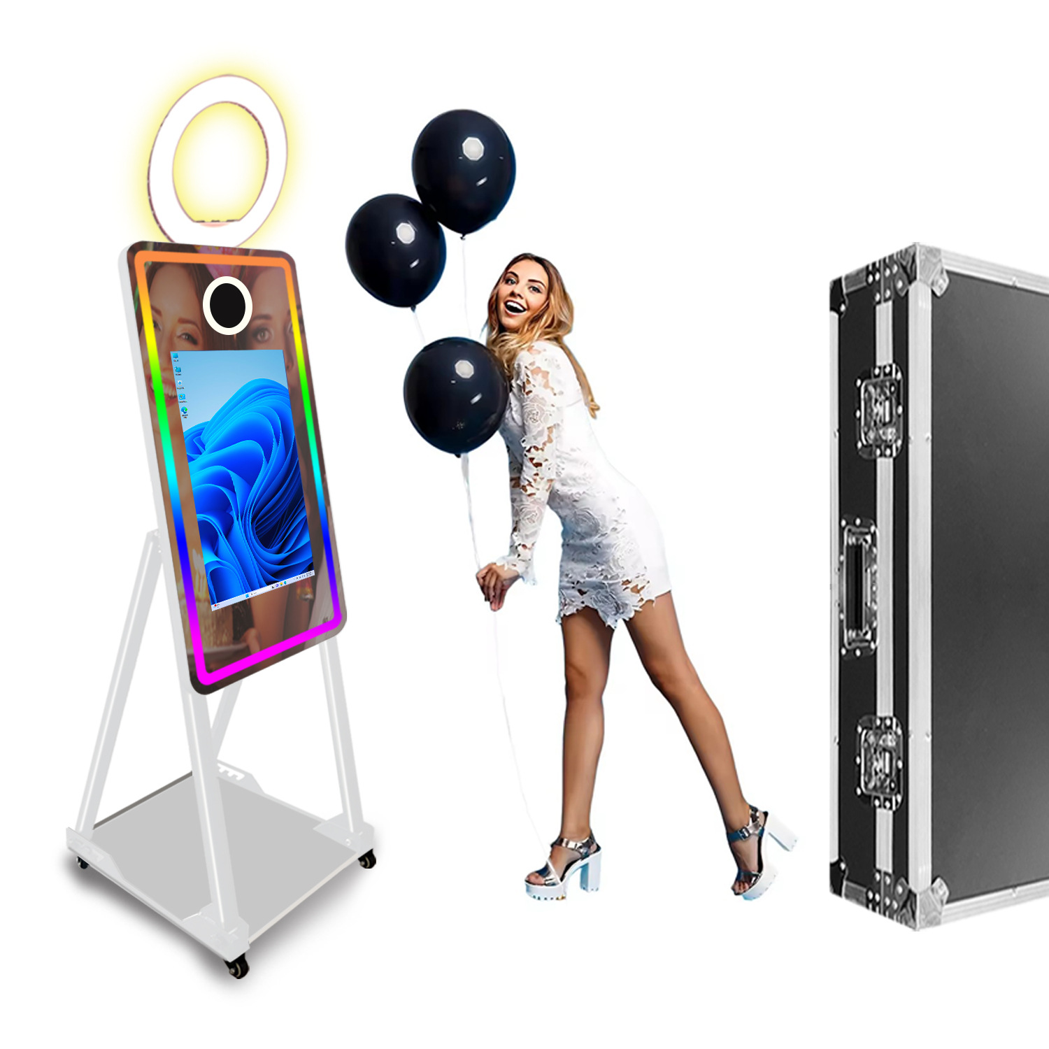 厂家镜子照相亭 mirror photo booth 跨境爆品魔镜拍照机镜面派对