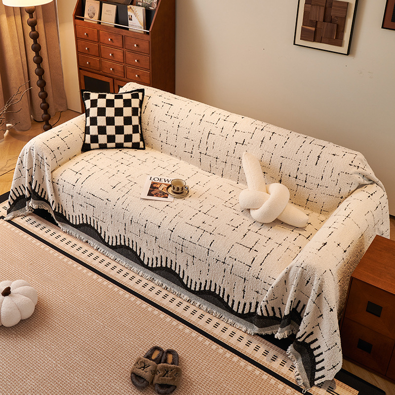 Toalla de sofá de peluche simple soporte de alto nivel sofá cubierta todo incluido toalla de sofá de una sola pieza de cobertura gruesa para el hogar