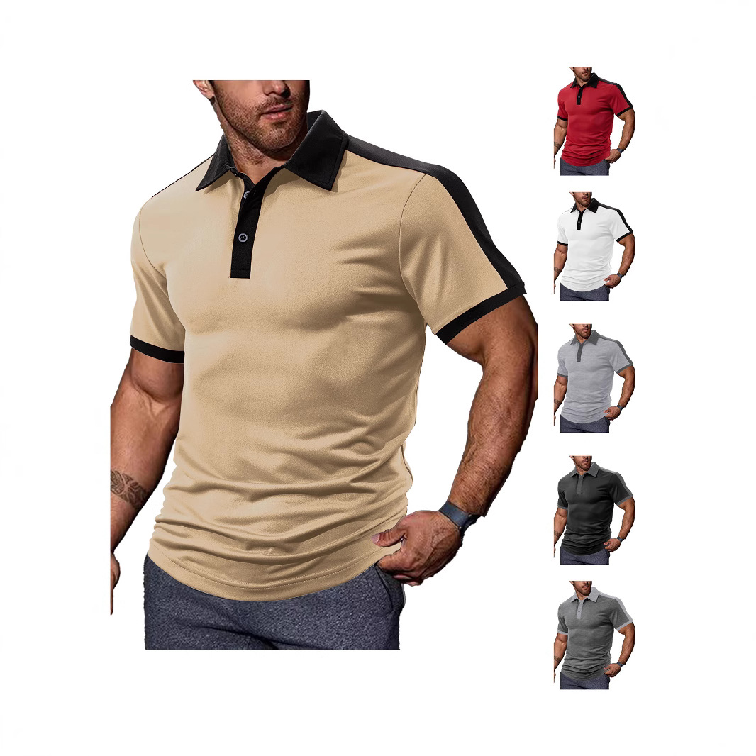 Europa y los Estados Unidos transfronterizos Amazon verano casual suelto color de algodón de perla pequeño twill hombre de manga corta con solapa polo