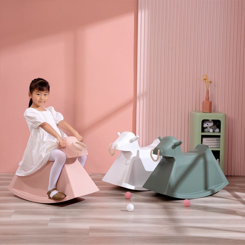 Nordic Simple Household Children's Cartoon Chair Creative Stool Kindergarten Baby Pony Rocking Chair Leisure Calf Chair